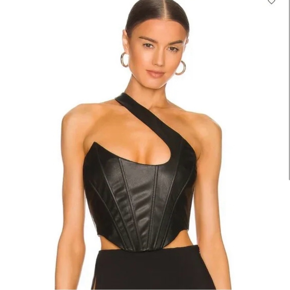 NWT NBD Elodie Top in Black Asymmetrical cropped corset top
